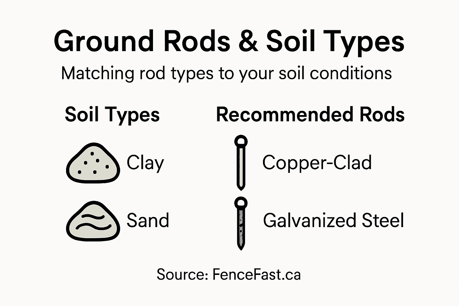 Infographic matching rod types to soil conditions