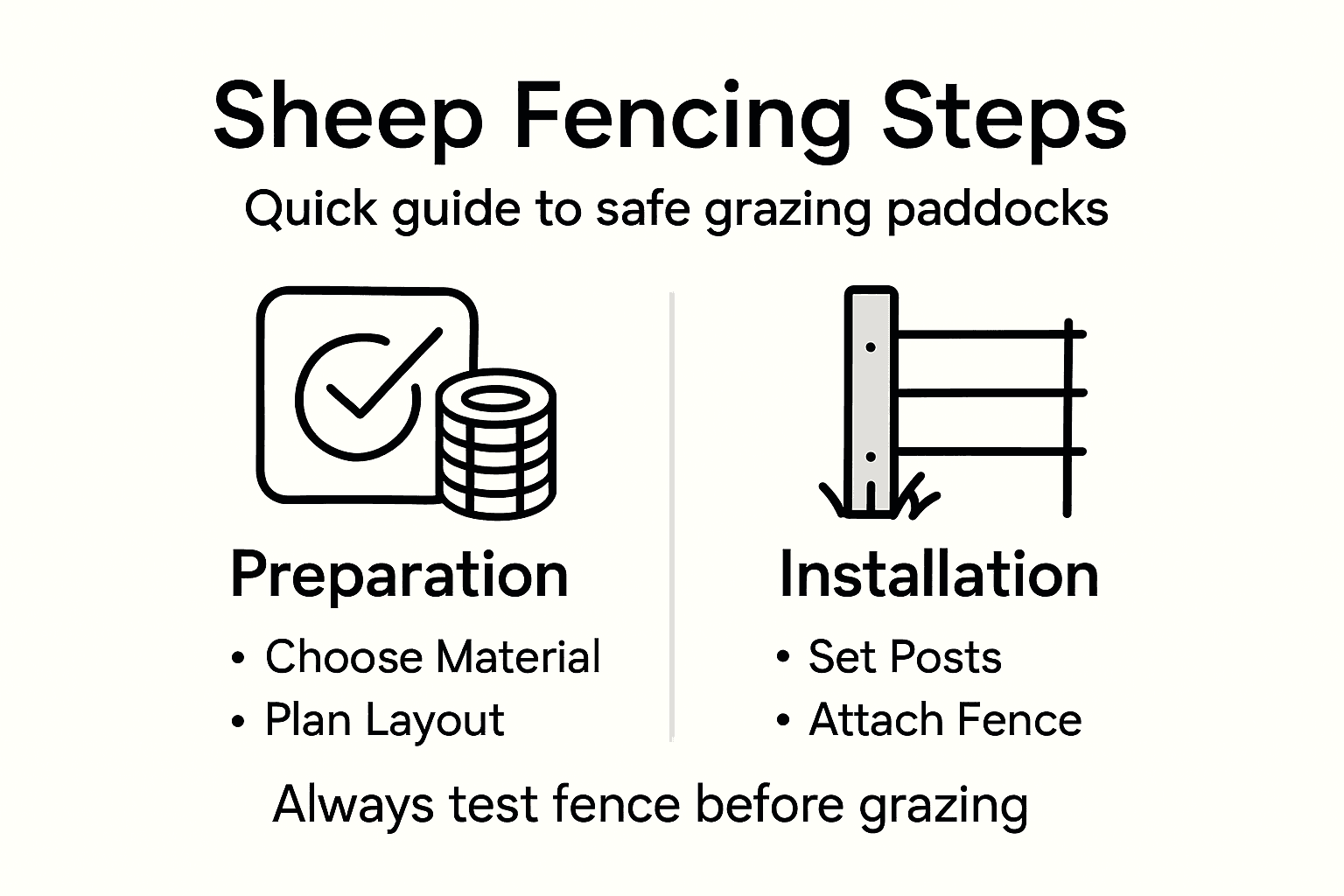 Infographic with steps for temporary sheep fencing