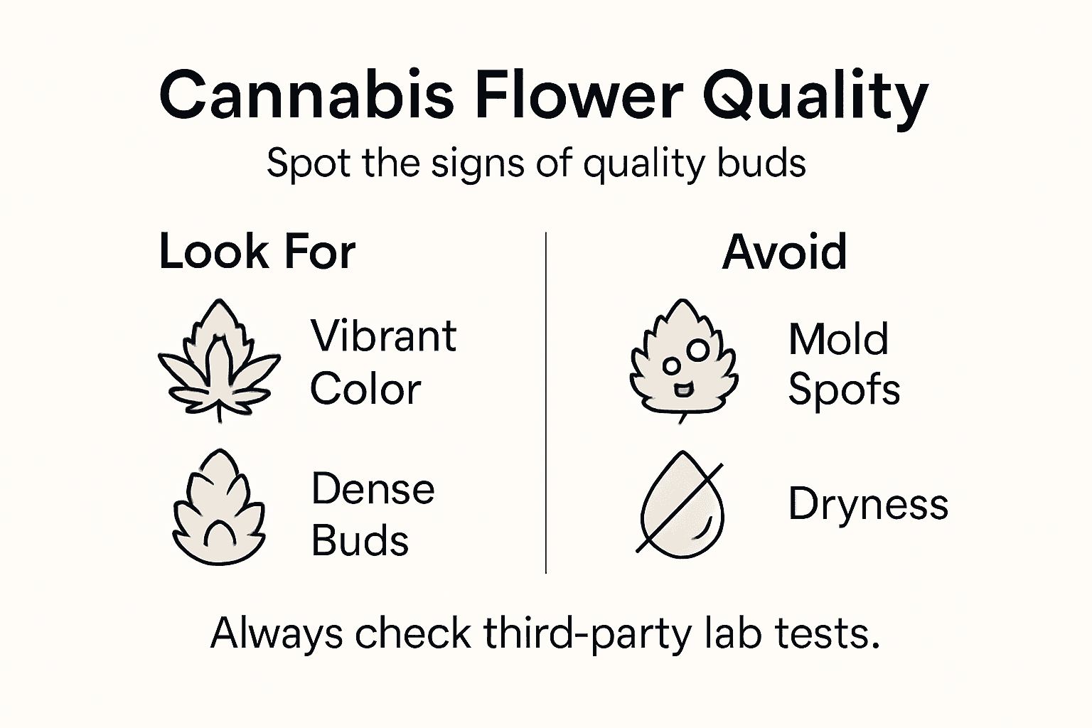 Infographic listing cannabis flower quality signs