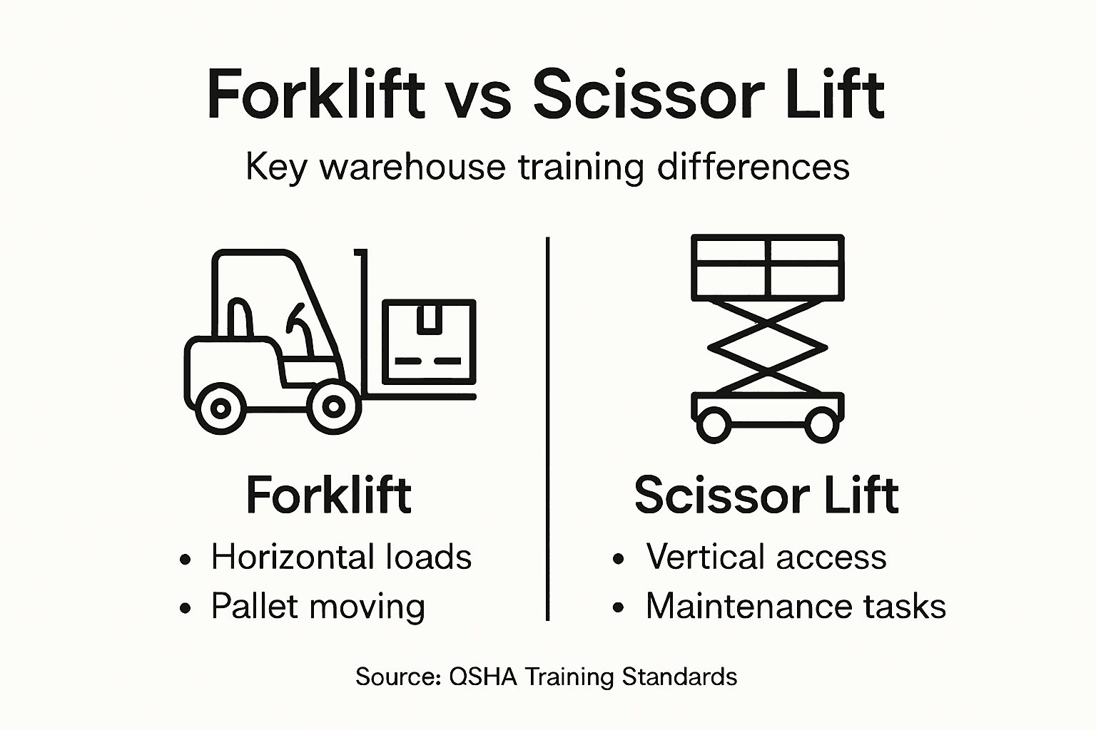 Infographic comparing forklift and scissor lift training