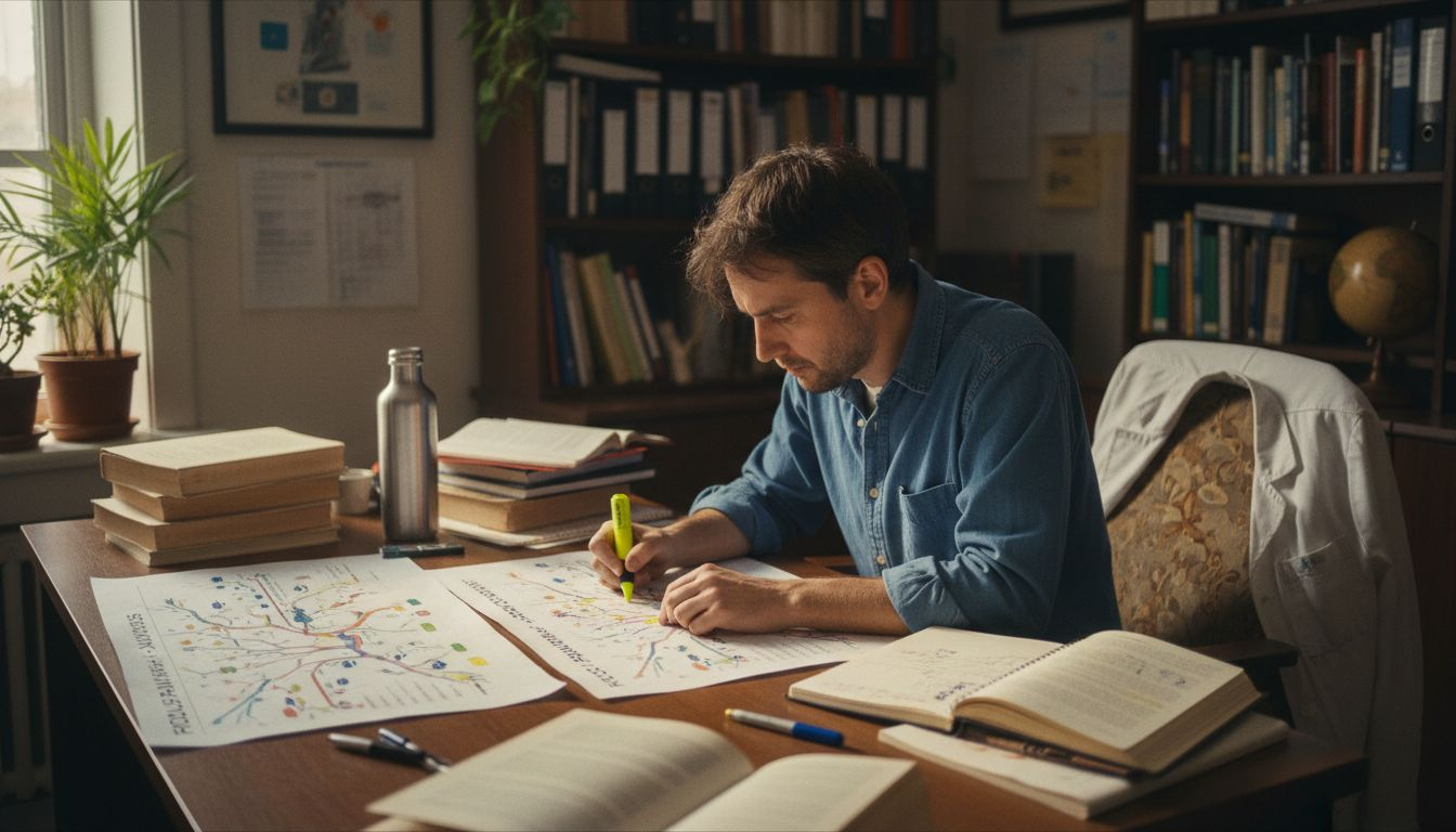 Scientist comparing mood and focus pathways