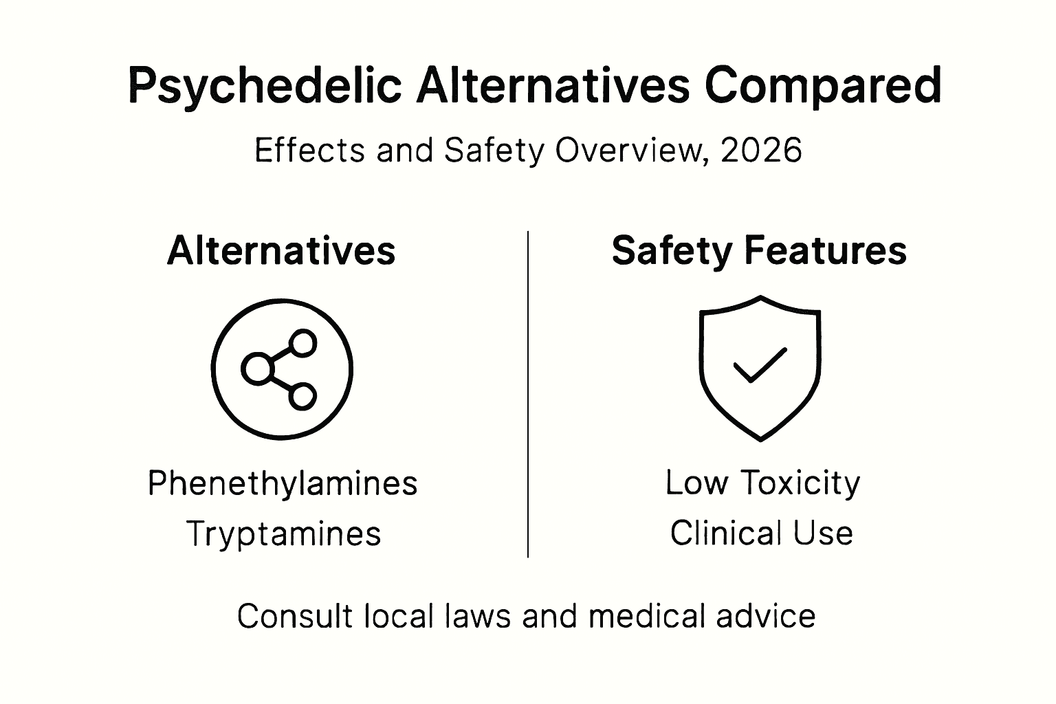 Infographic comparing alternative psychedelics and safety