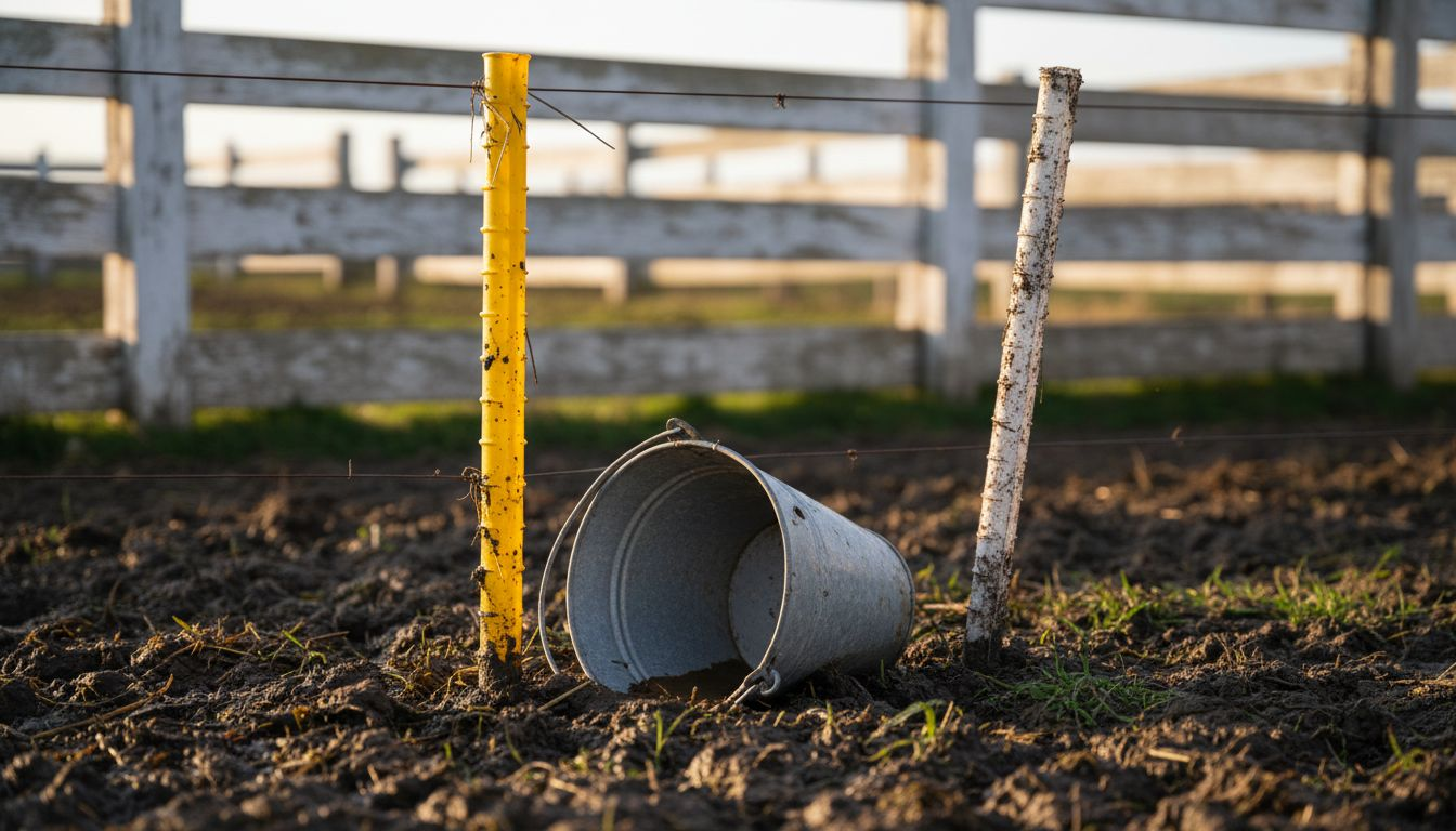 Plastic and fiberglass electric fence post comparison