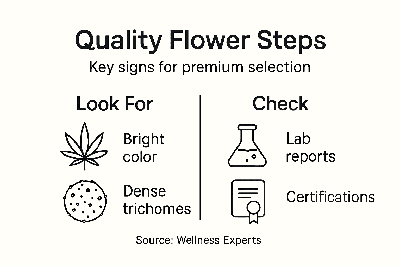 Infographic identifying premium cannabis flower steps