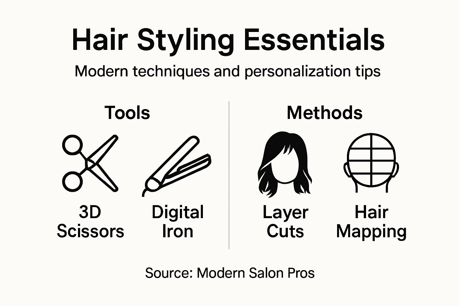 Infographic of key modern hair styling points