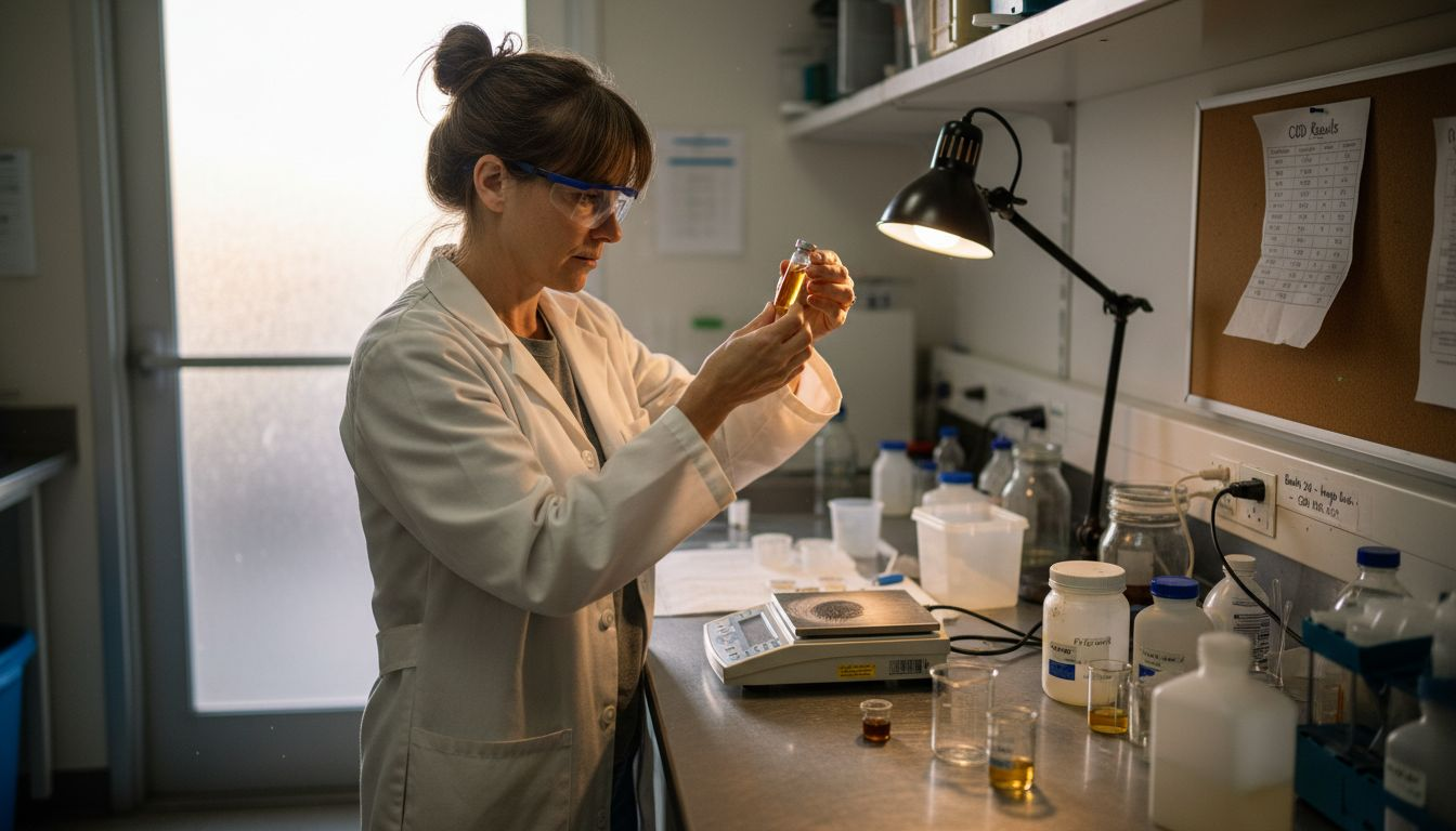 Lab technician testing hemp cannabinoid samples