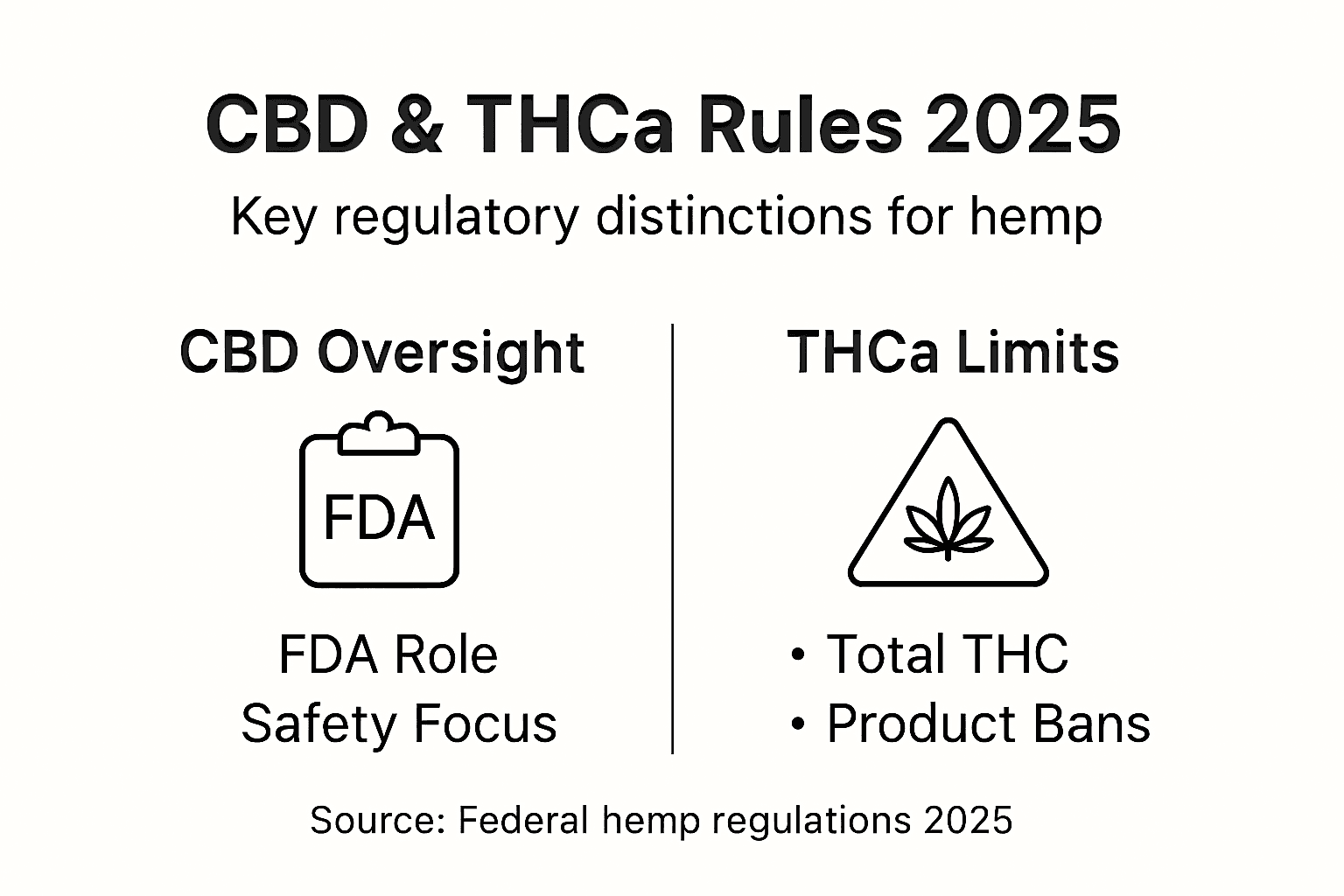 Infographic showing CBD and THCa regulatory changes