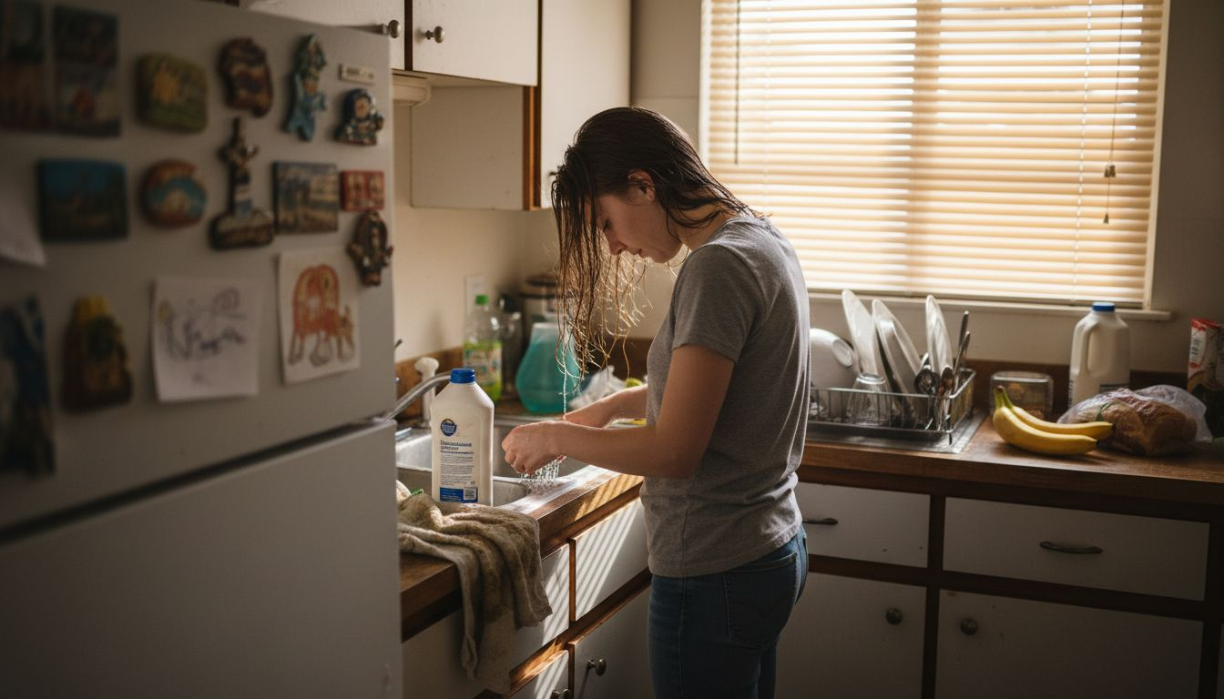 Washing hair in small kitchen sink