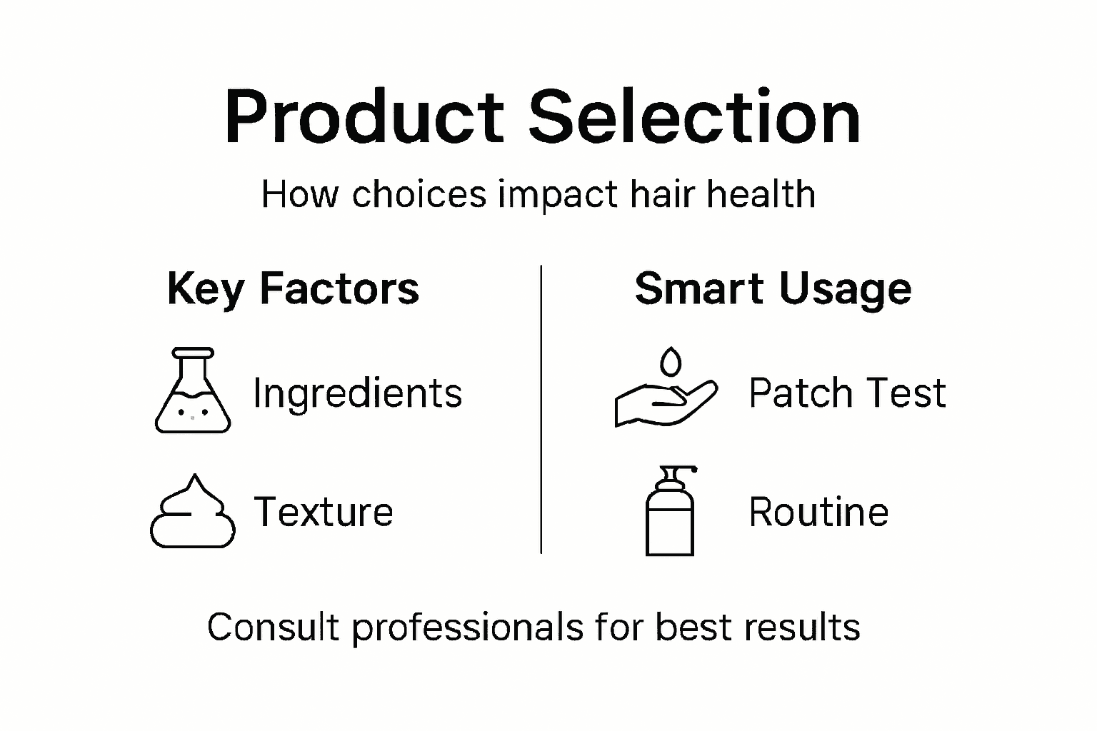 Infographic showing hair product selection factors