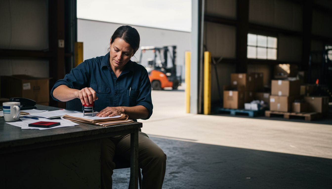 Supervisor stamping forklift certification forms