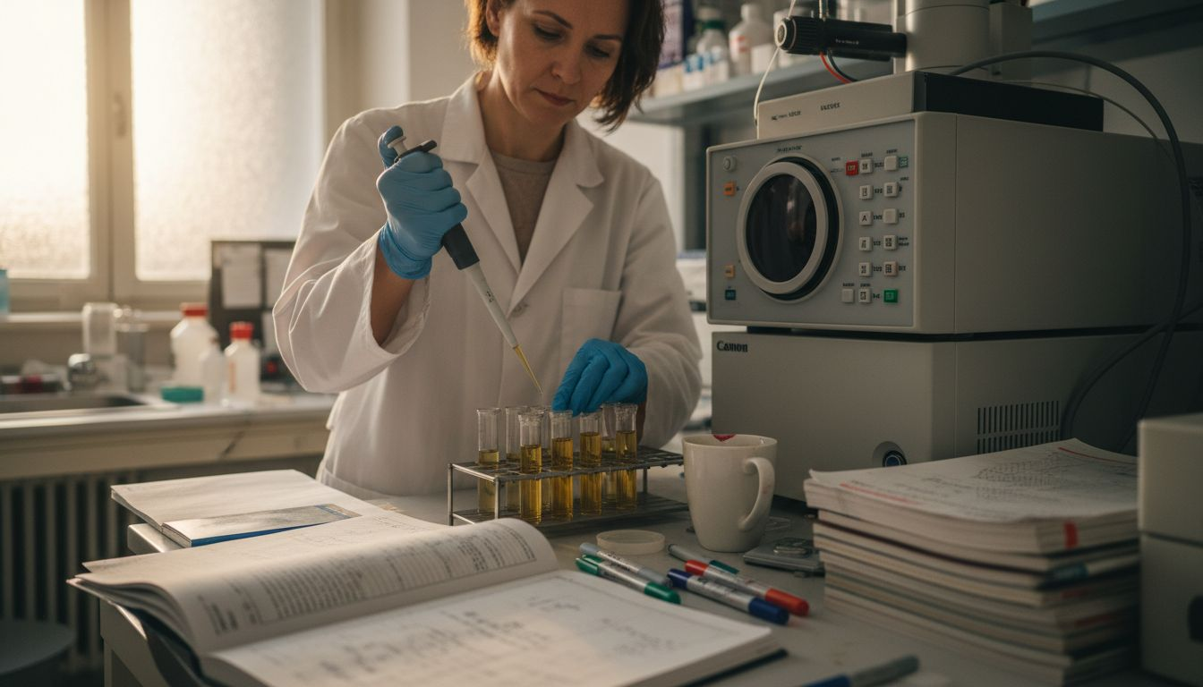 Lab technician testing cannabis product samples
