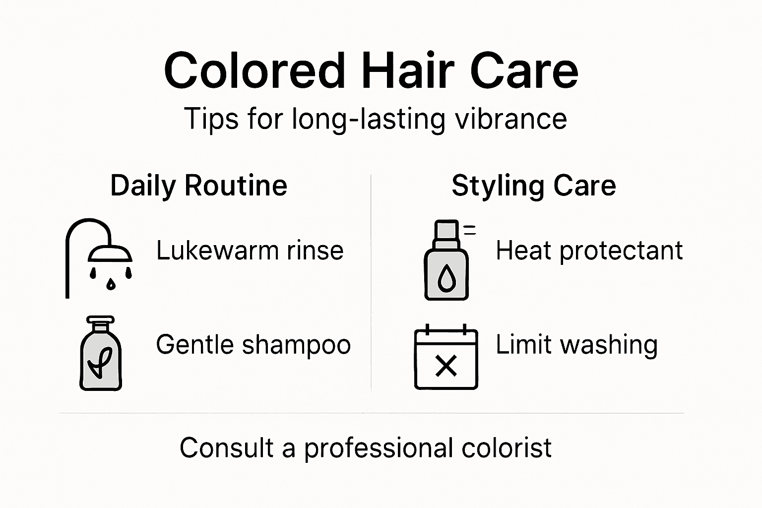 Infographic with colored hair care maintenance tips