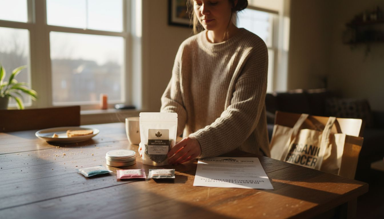 Cannabis products displayed on home table