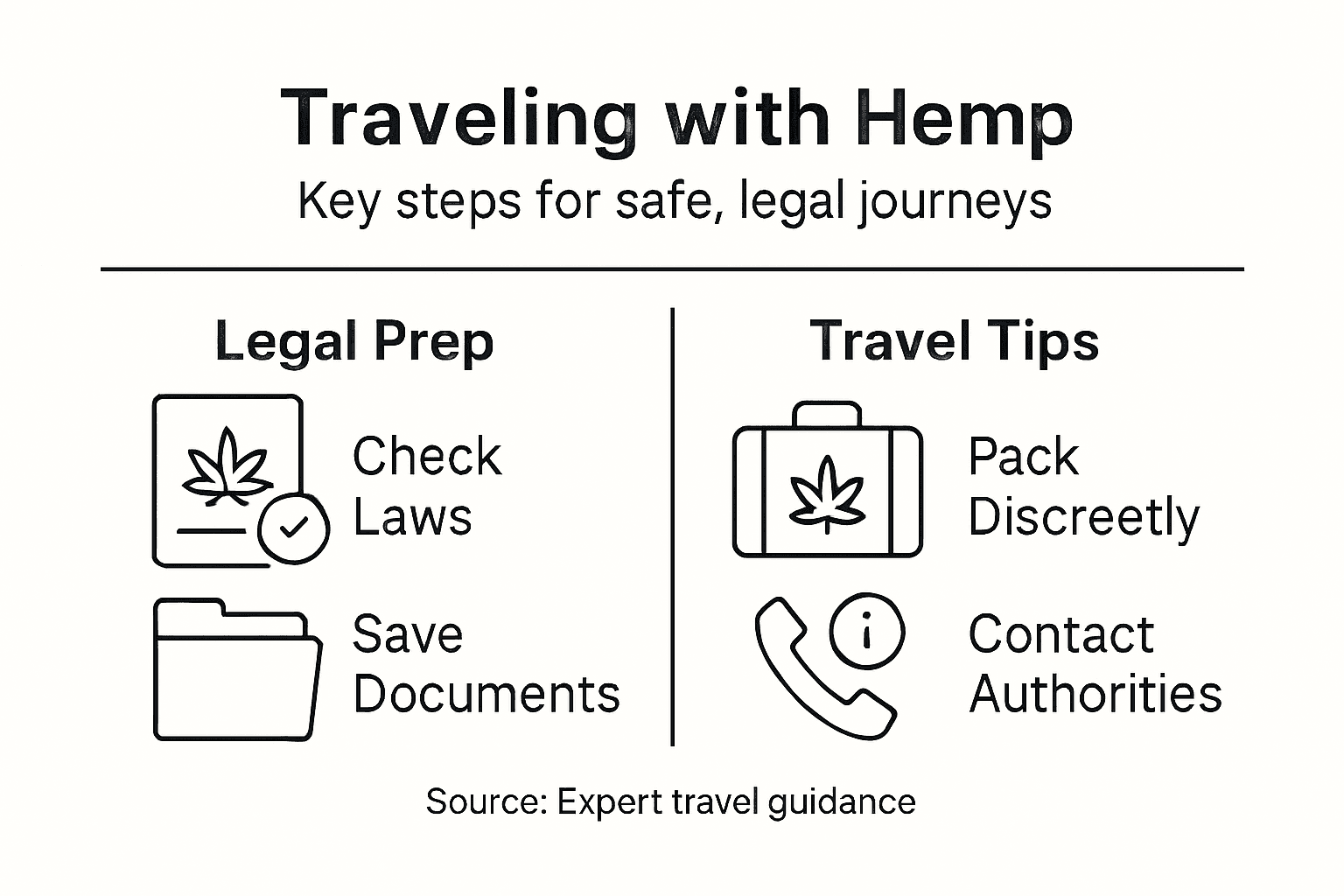 Infographic showing safe legal hemp travel tips