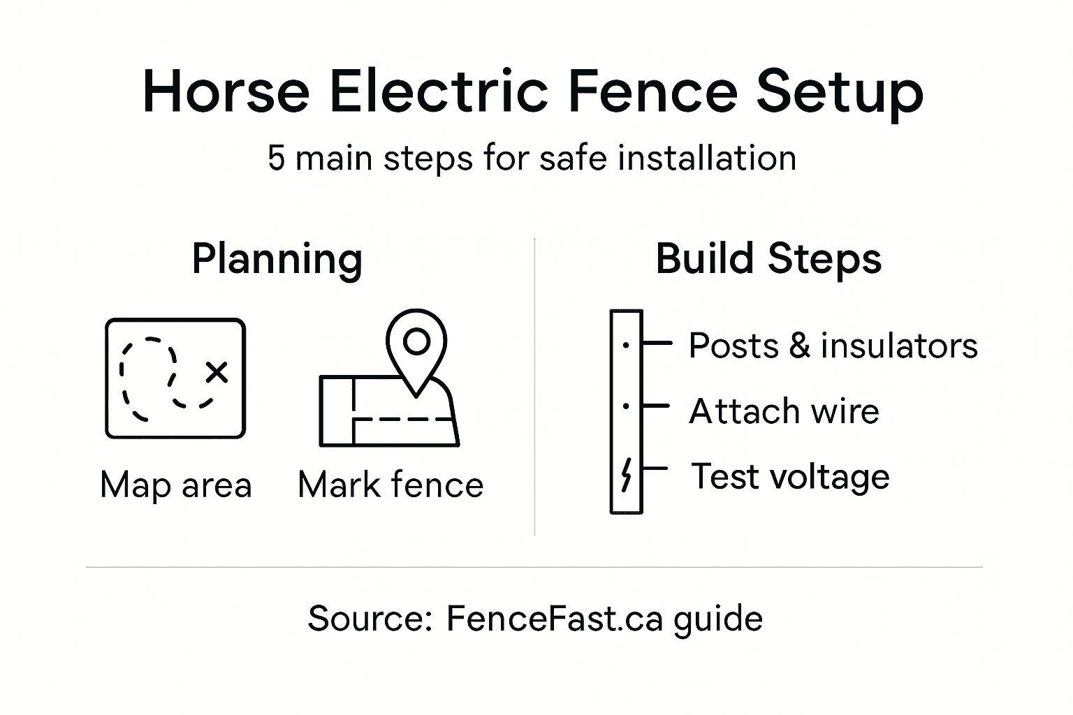 Infographic visualizing horse fence installation steps