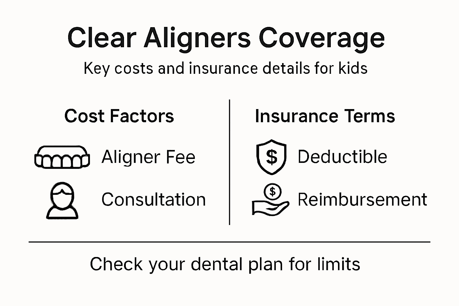 Cost breakdown and insurance infographic for clear aligners