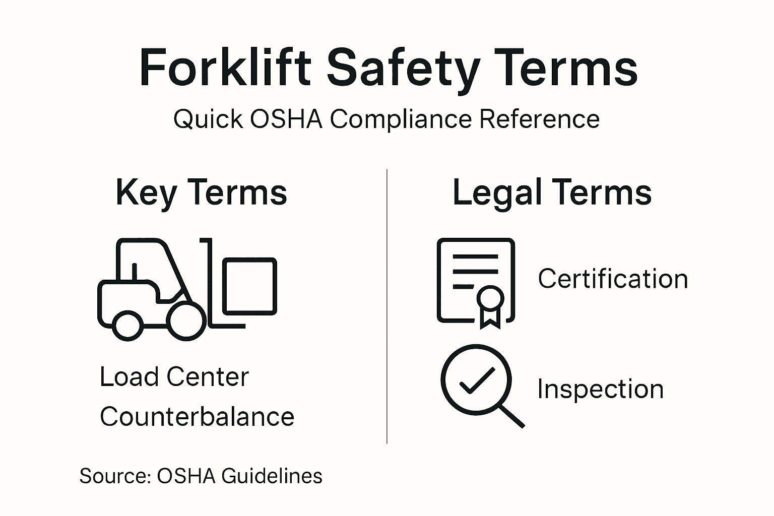 Infographic of forklift OSHA safety and legal terms