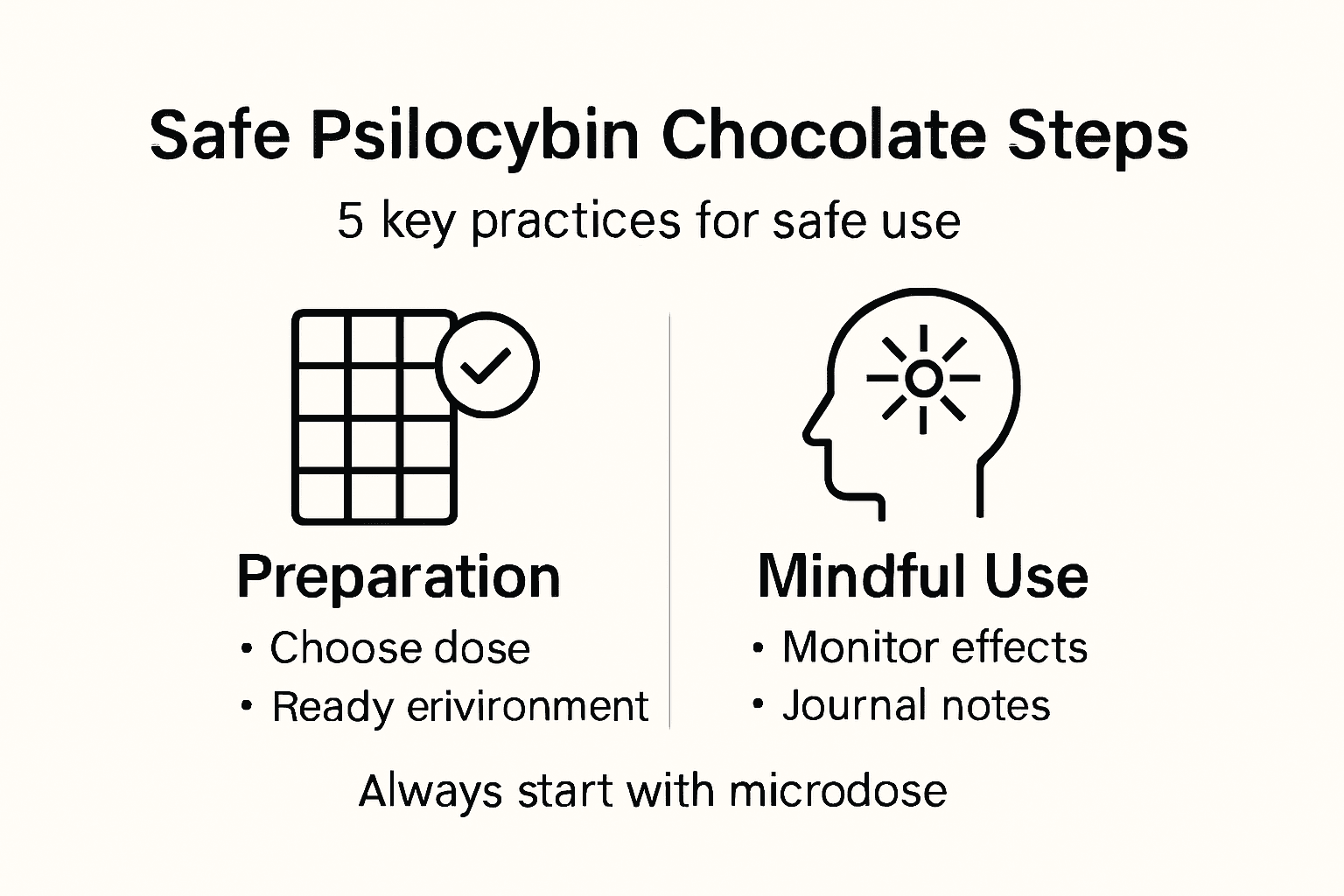 Infographic summarizing safe psilocybin steps