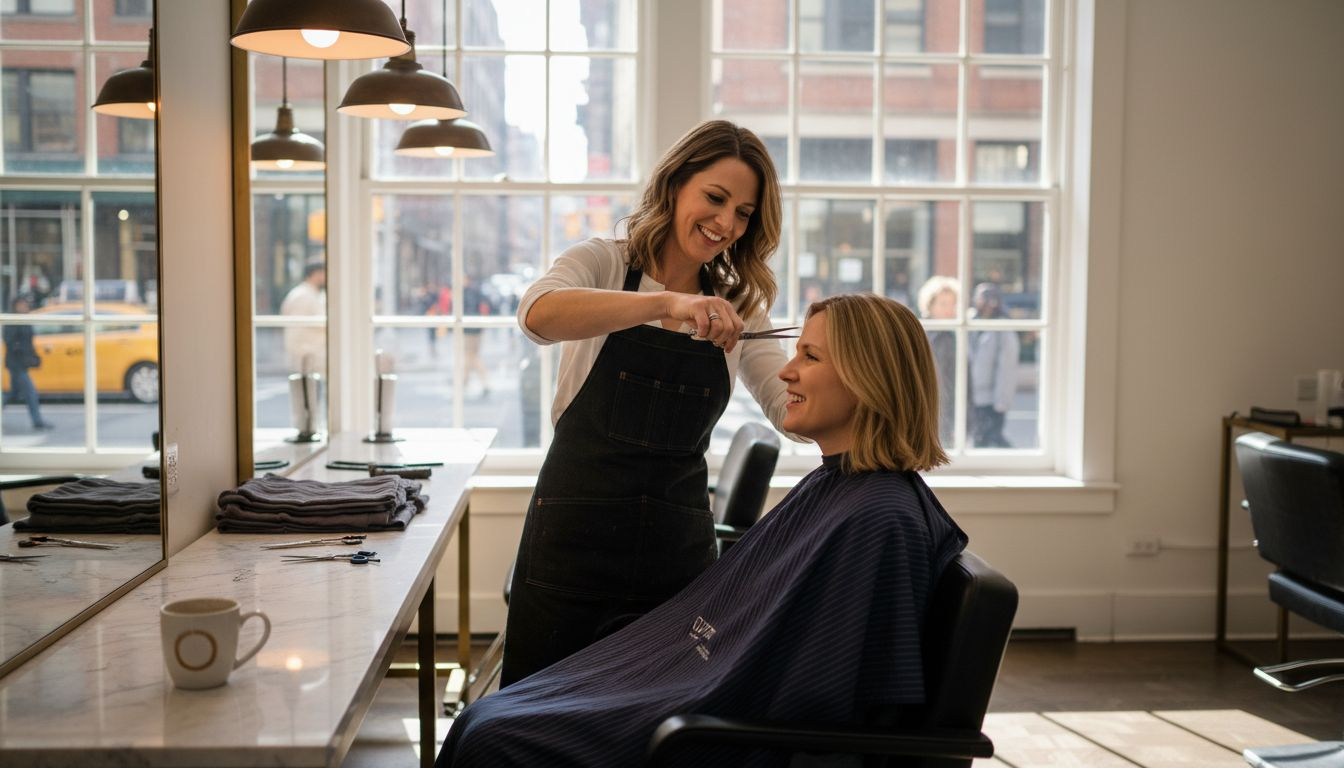 Stylist working in luxury hair salon