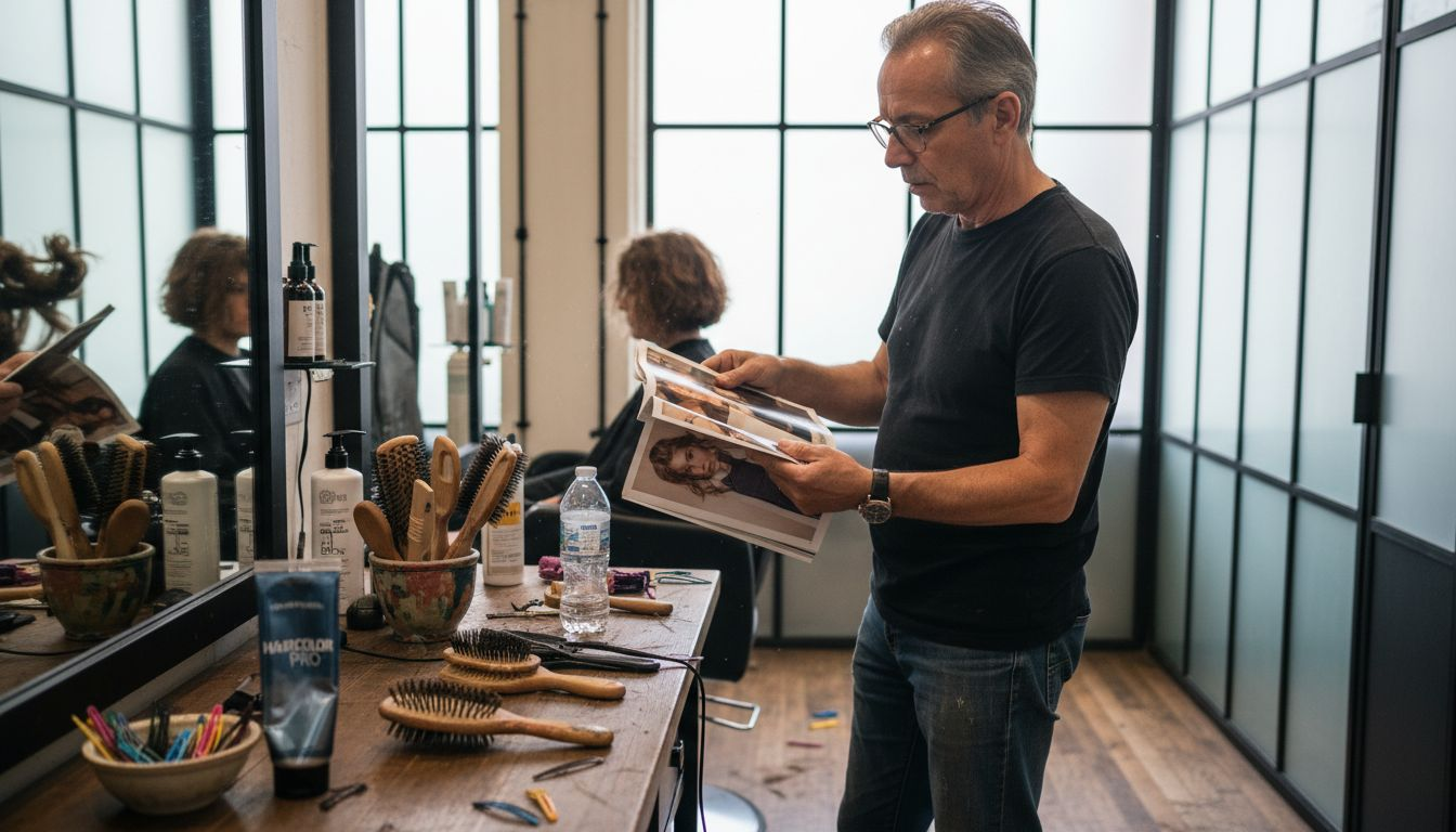 Creative stylist preparing client’s hair