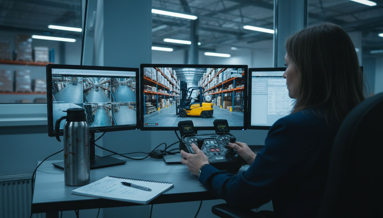 Supervisor using remote forklift controller