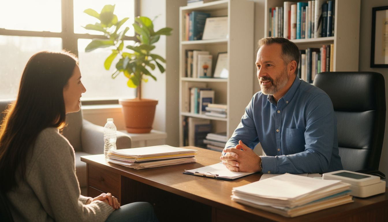 Healthcare professional discussing microdosing setup
