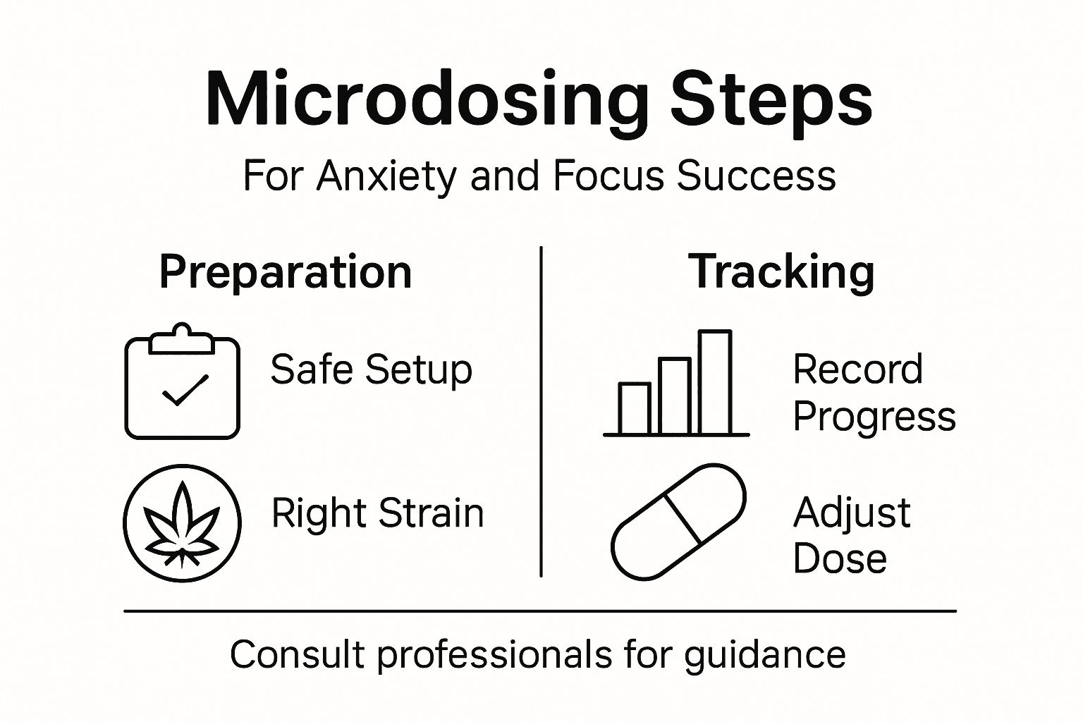 Infographic summarizing microdosing steps and tracking