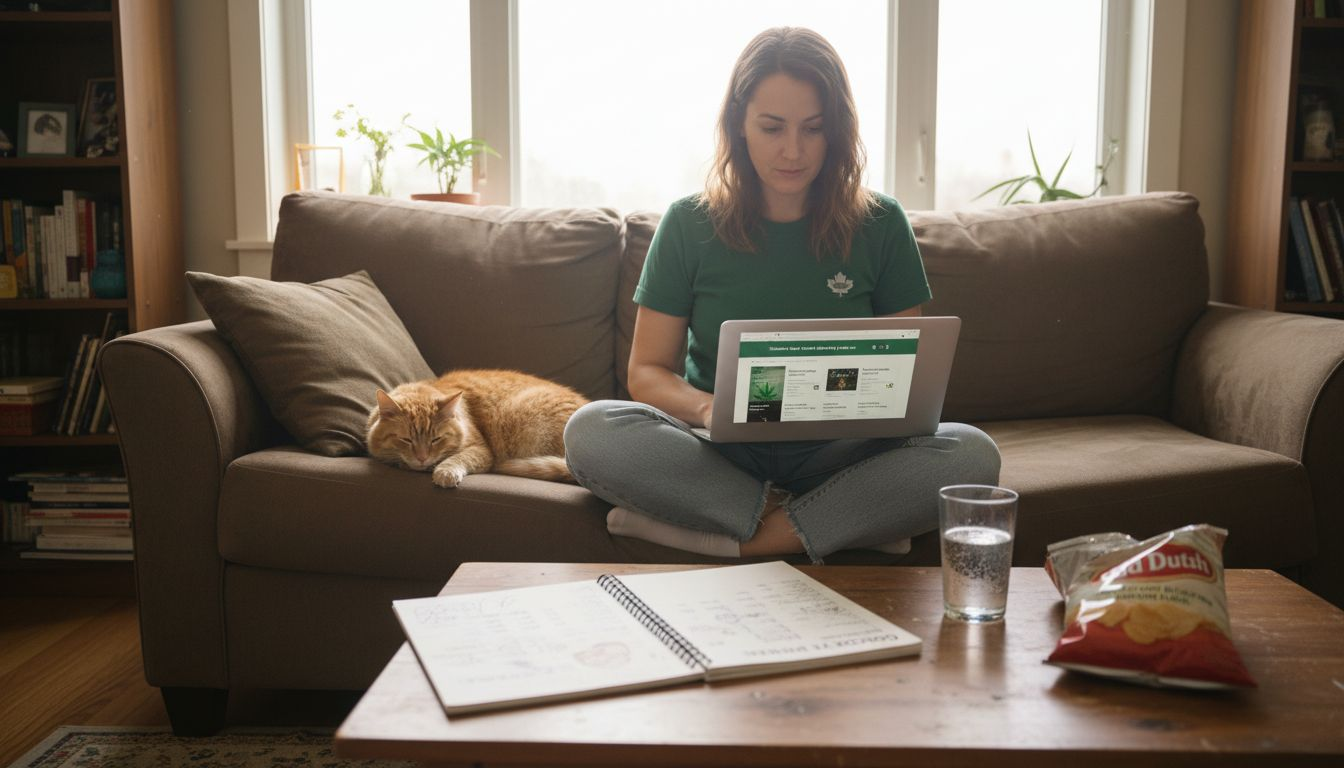 Woman browsing cannabis products online