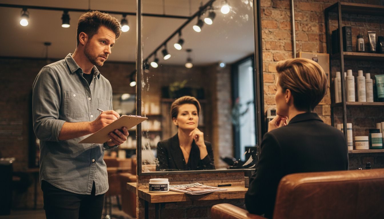 Stylist and client during hair consultation