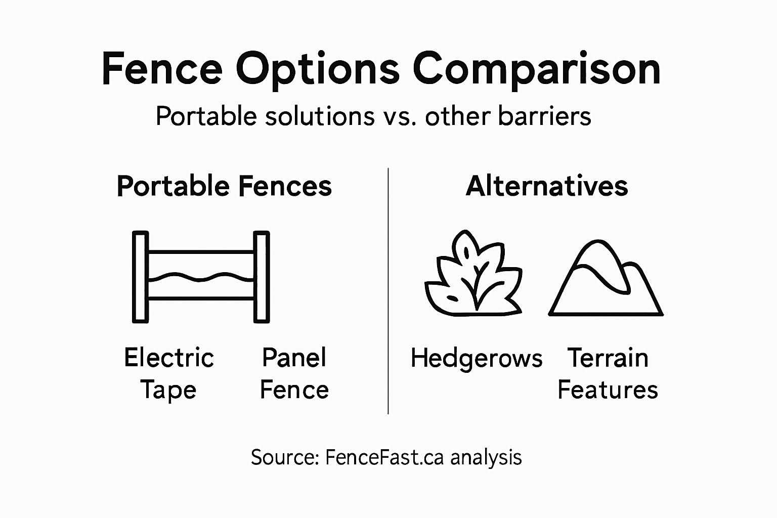 Infographic comparing portable and alternative horse fencing