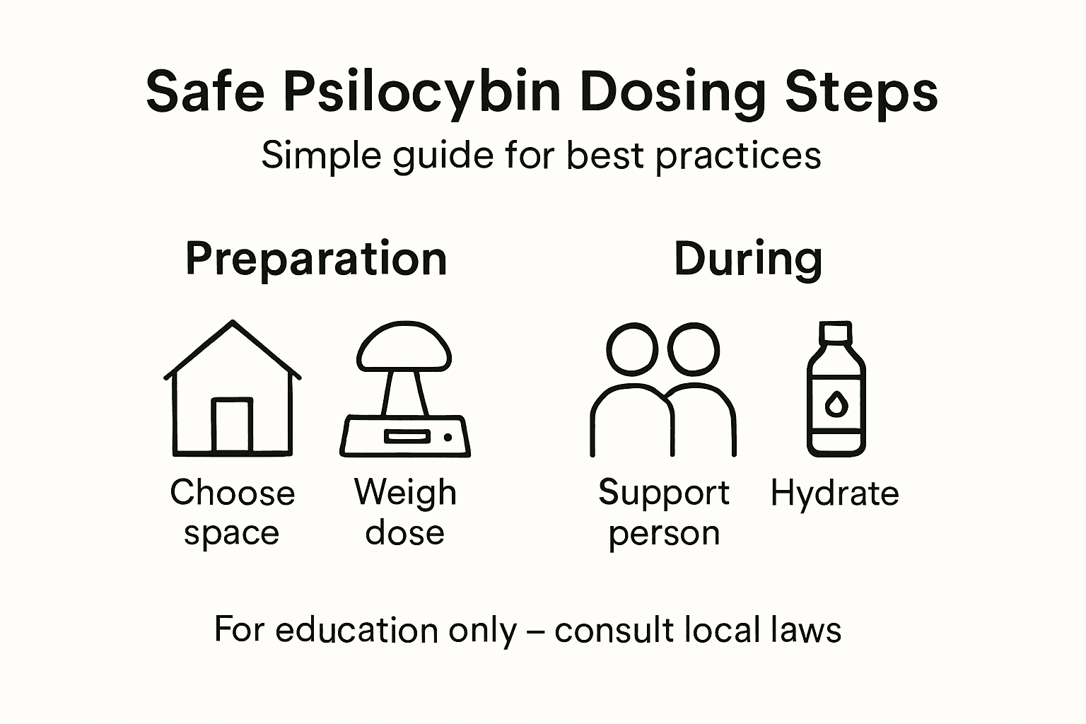Safe psilocybin dosing step-by-step infographic