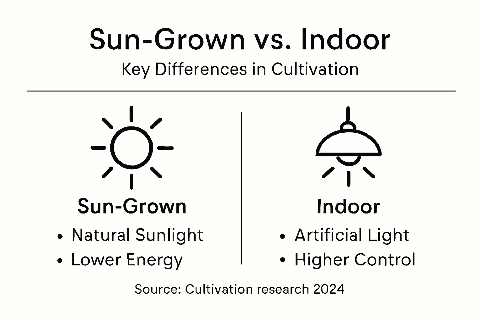 Infographic comparing sun-grown and indoor cannabis differences