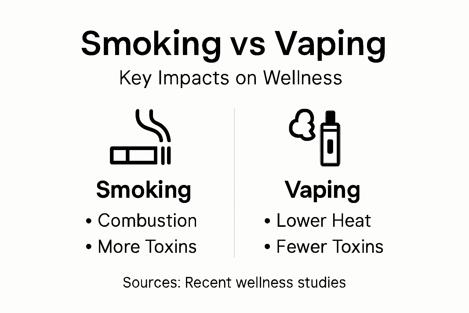 Infographic comparing smoking and vaping wellness impacts