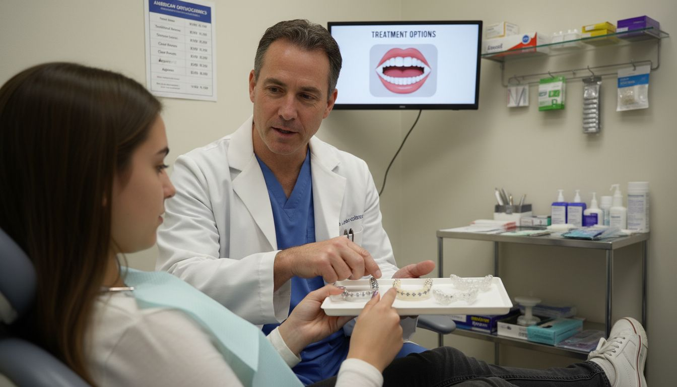 Teen choosing between types of braces