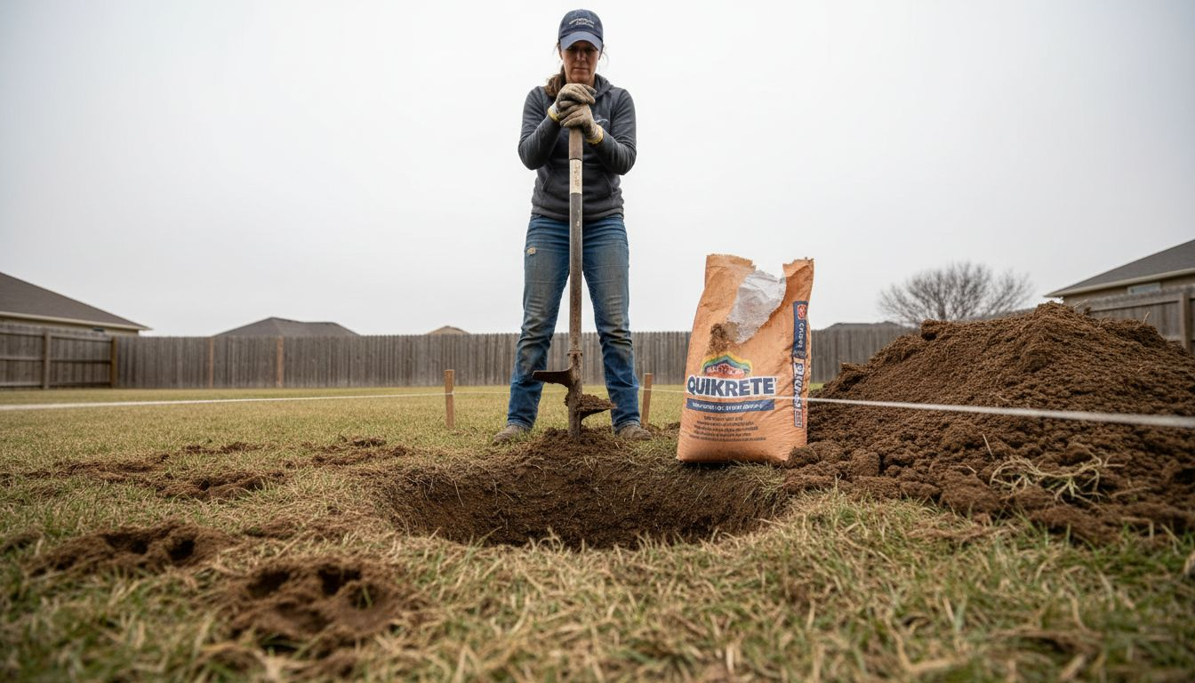 Using post hole digger for fence posts