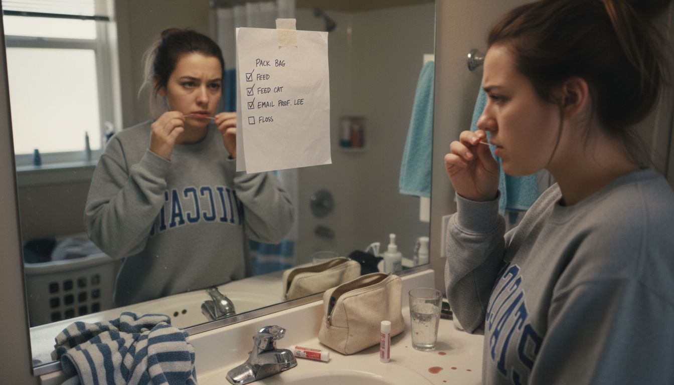 Young woman prepares teeth for braces removal