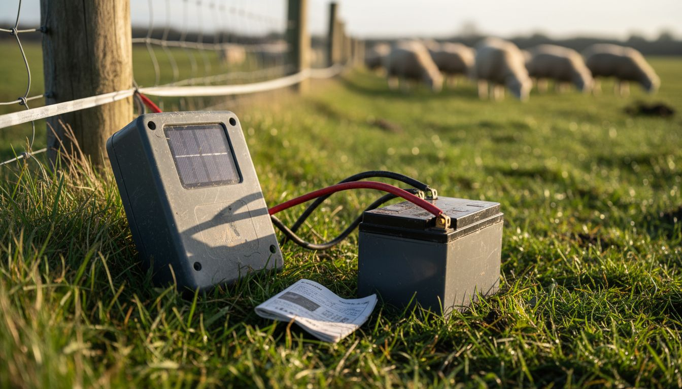 Solar electric fence and battery setup