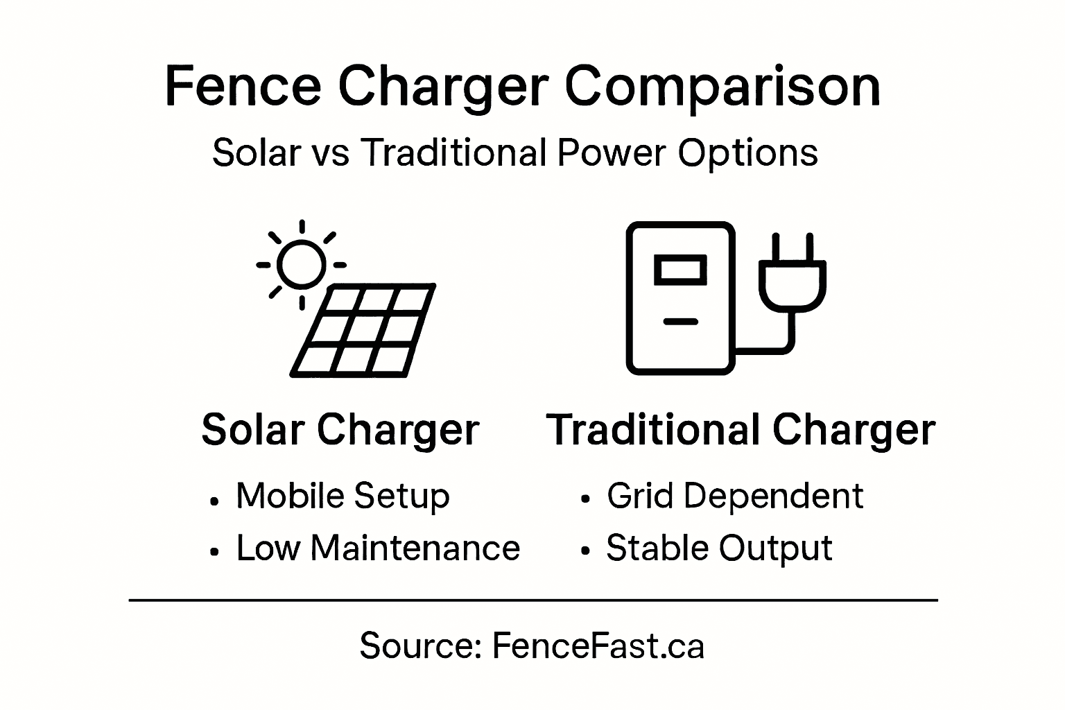 Infographic comparing fence charger types
