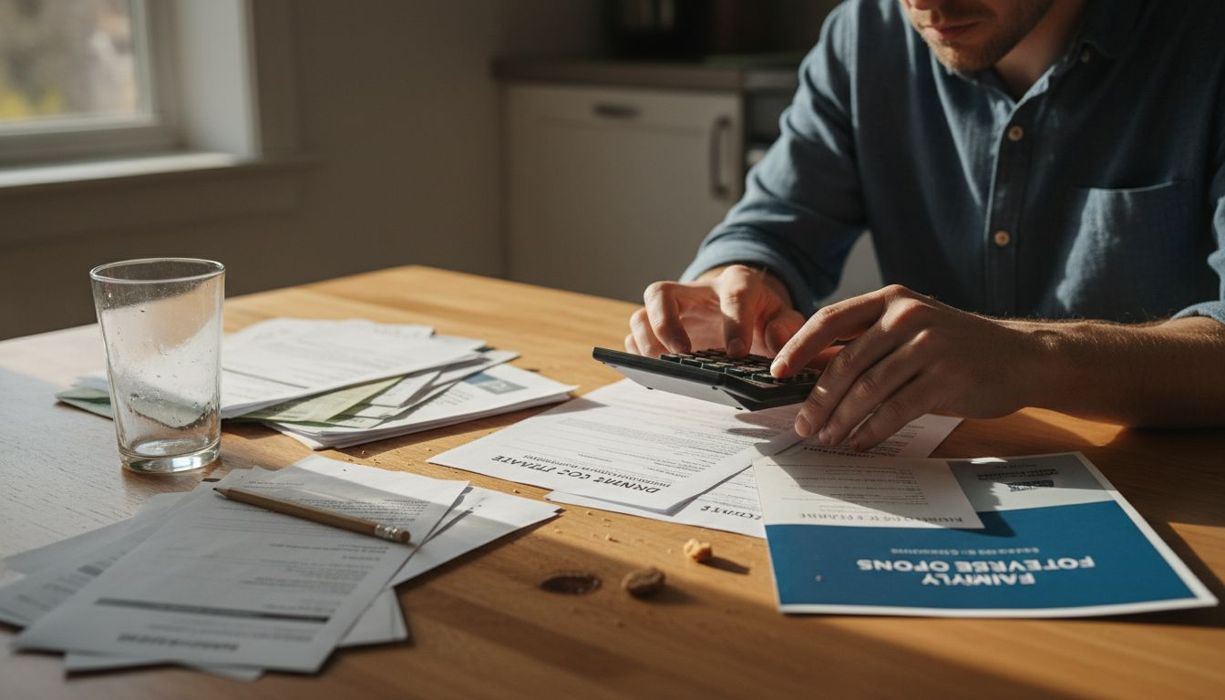 Parent planning orthodontic costs at home table