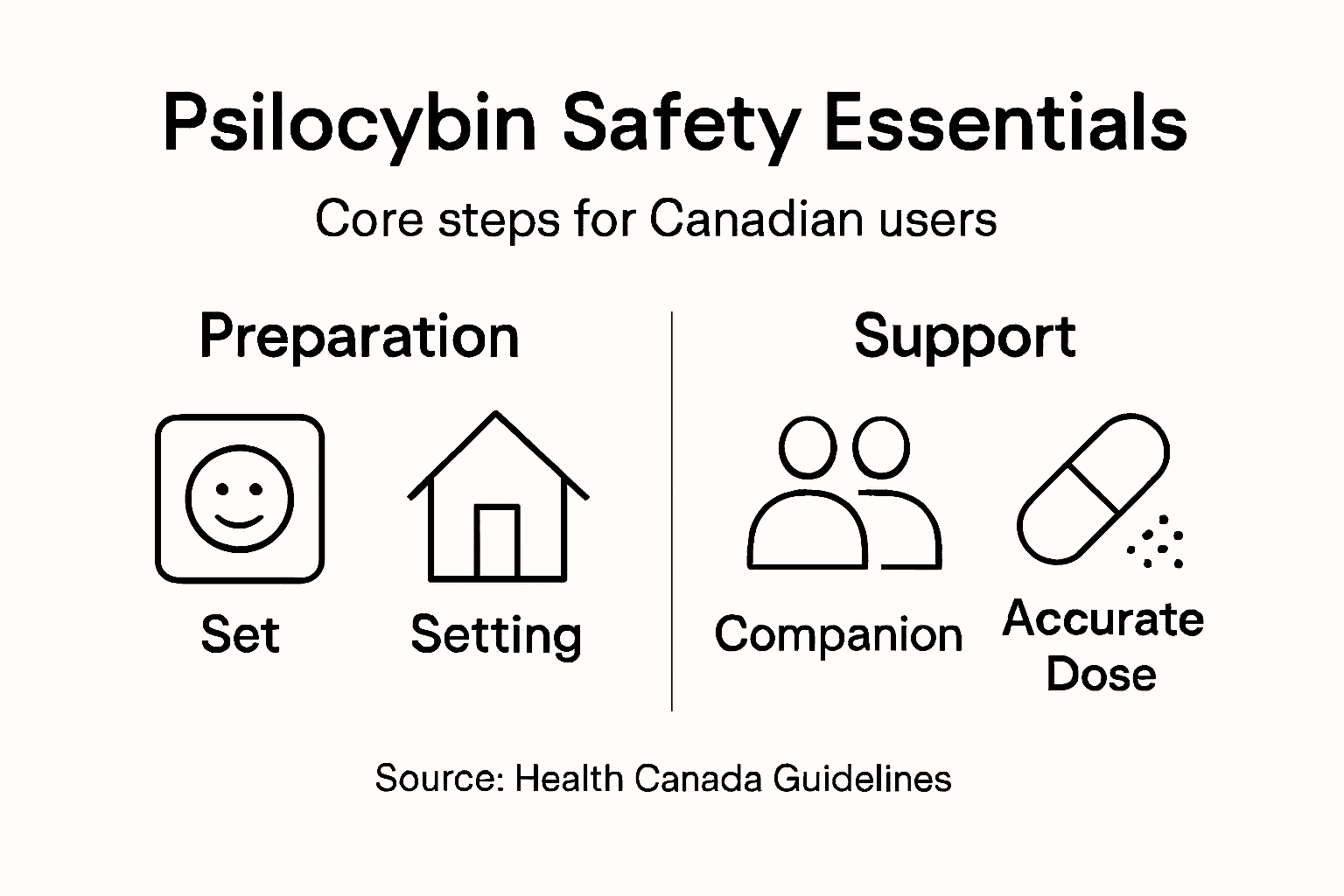 Infographic showing psilocybin safety essentials overview