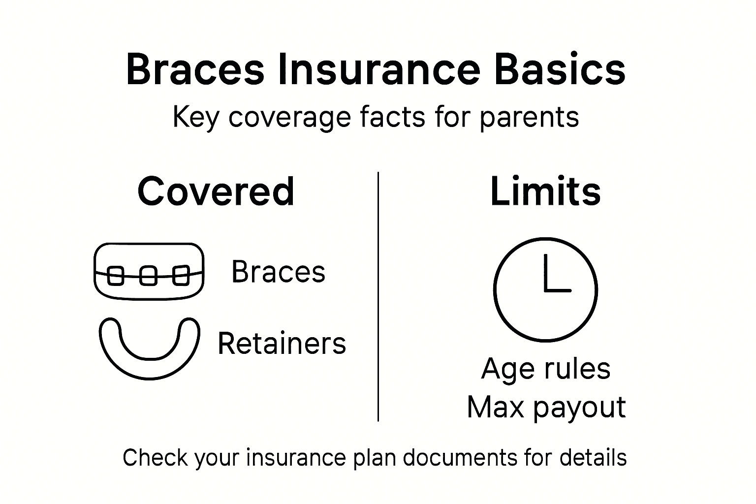Infographic summarizing insurance basics for braces