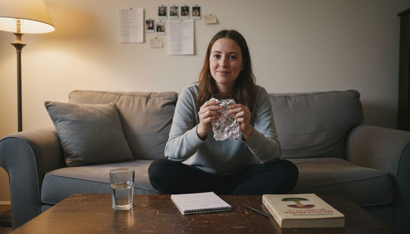 Woman preparing to eat mushroom edible