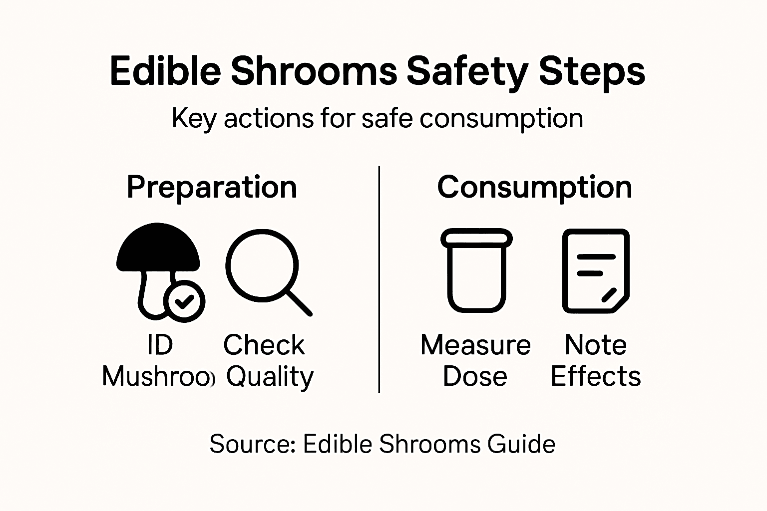 Infographic summarizing safe mushroom use steps