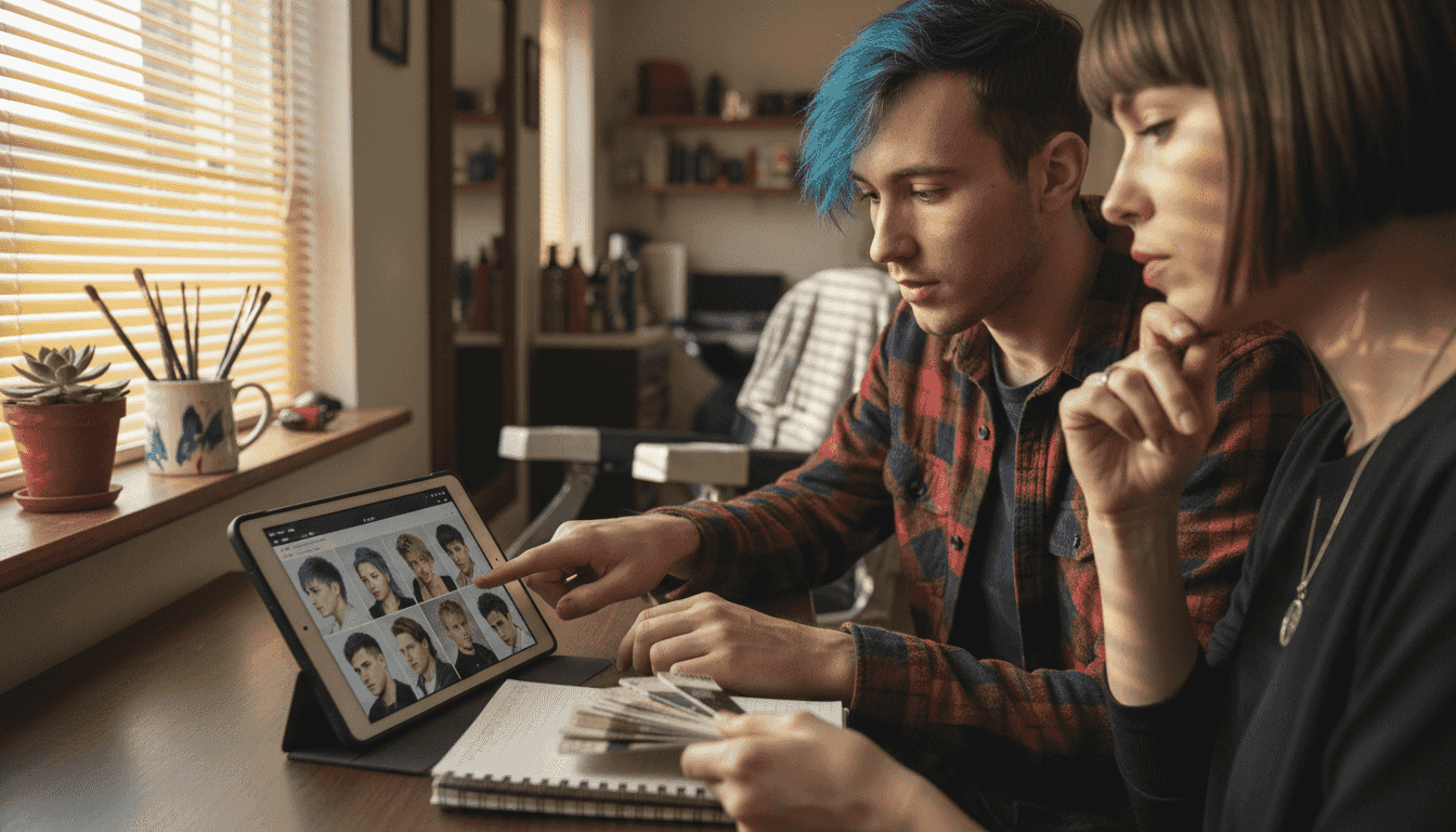 Client and stylist discuss personalized hair style