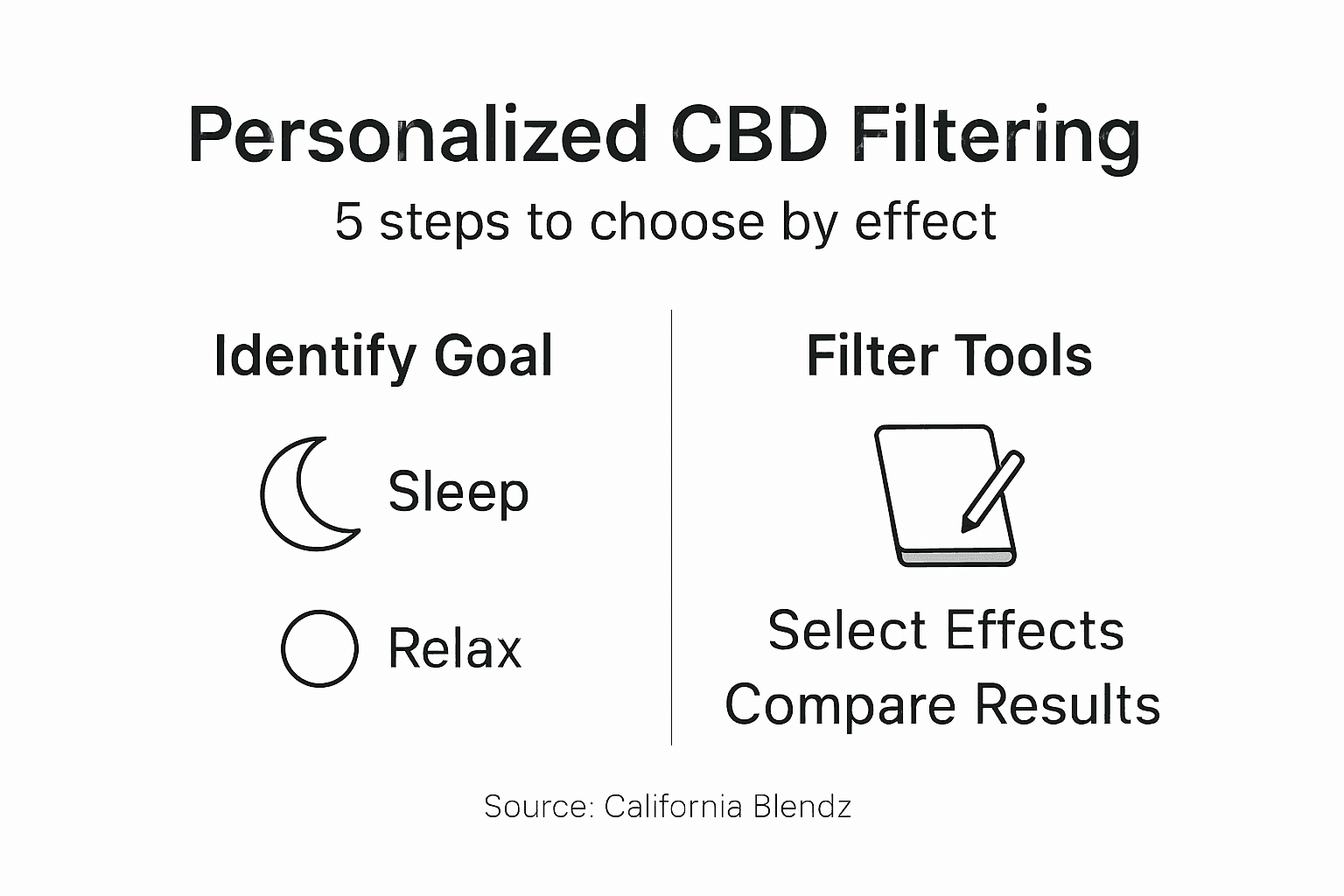 Infographic showing CBD filters and choosing steps