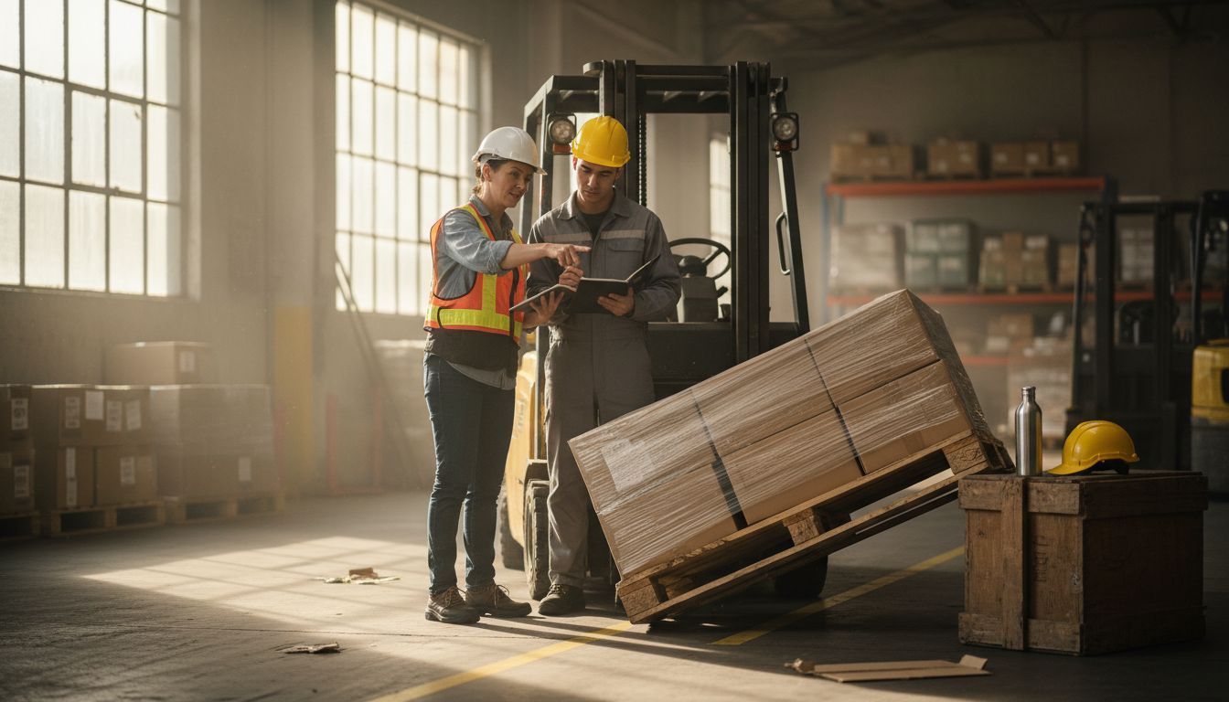 Instructor teaching forklift accident prevention