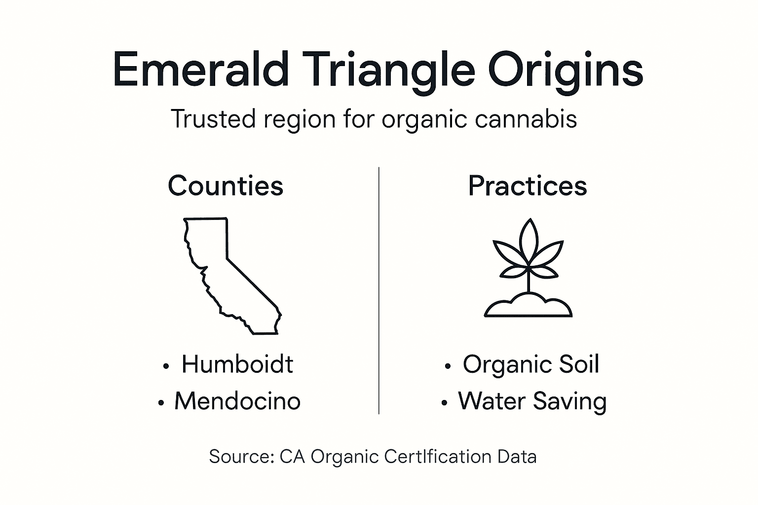 Infographic showing trusted Emerald Triangle origins