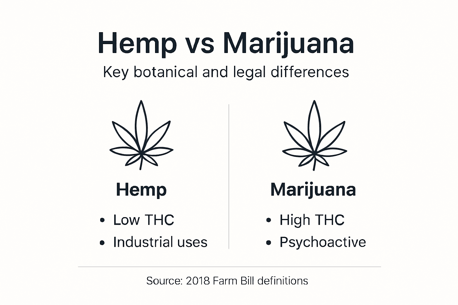 Infographic comparing hemp and marijuana basics