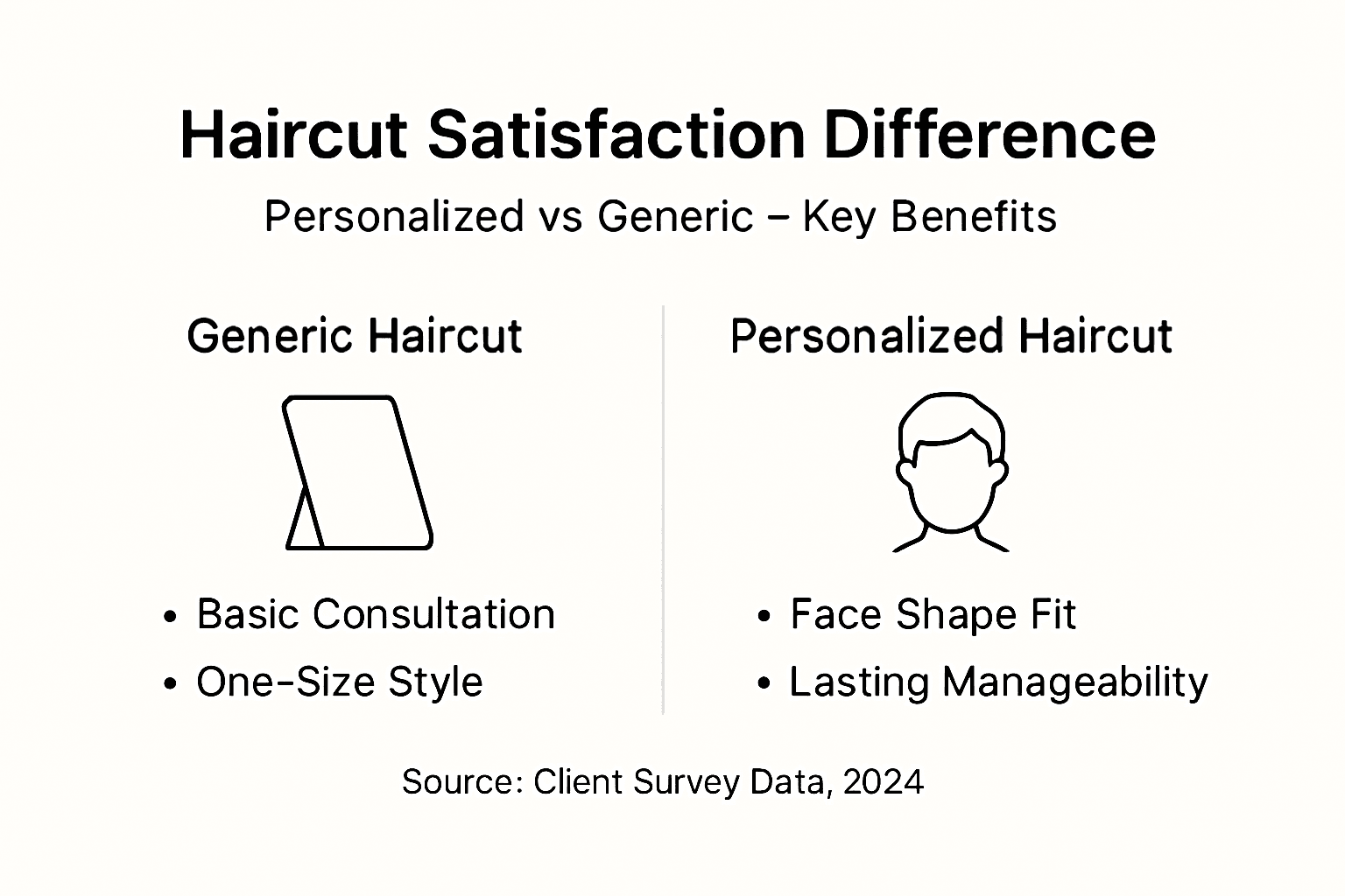 Infographic comparing personalized and generic haircut outcomes