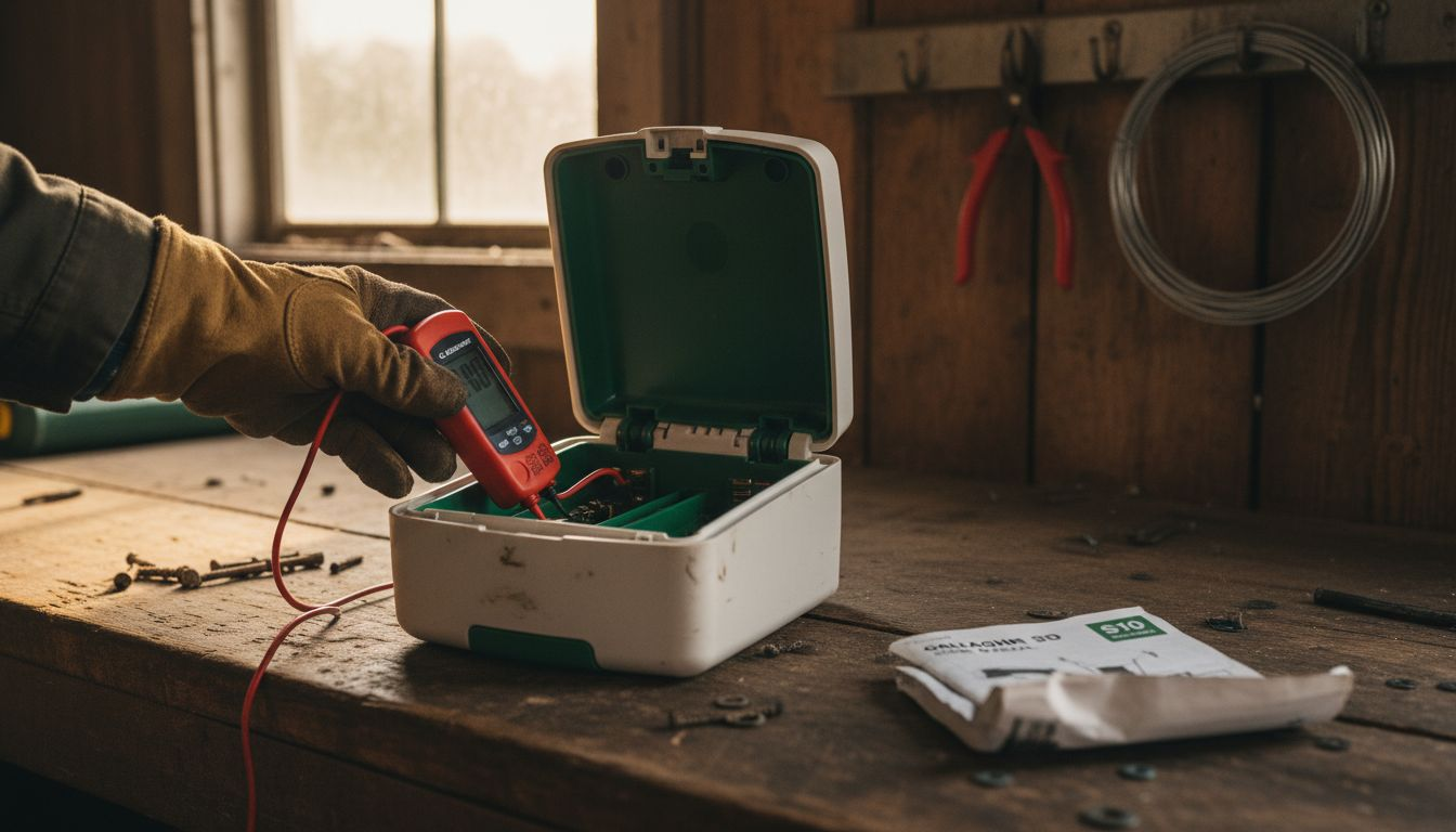Close up of solar charger battery maintenance